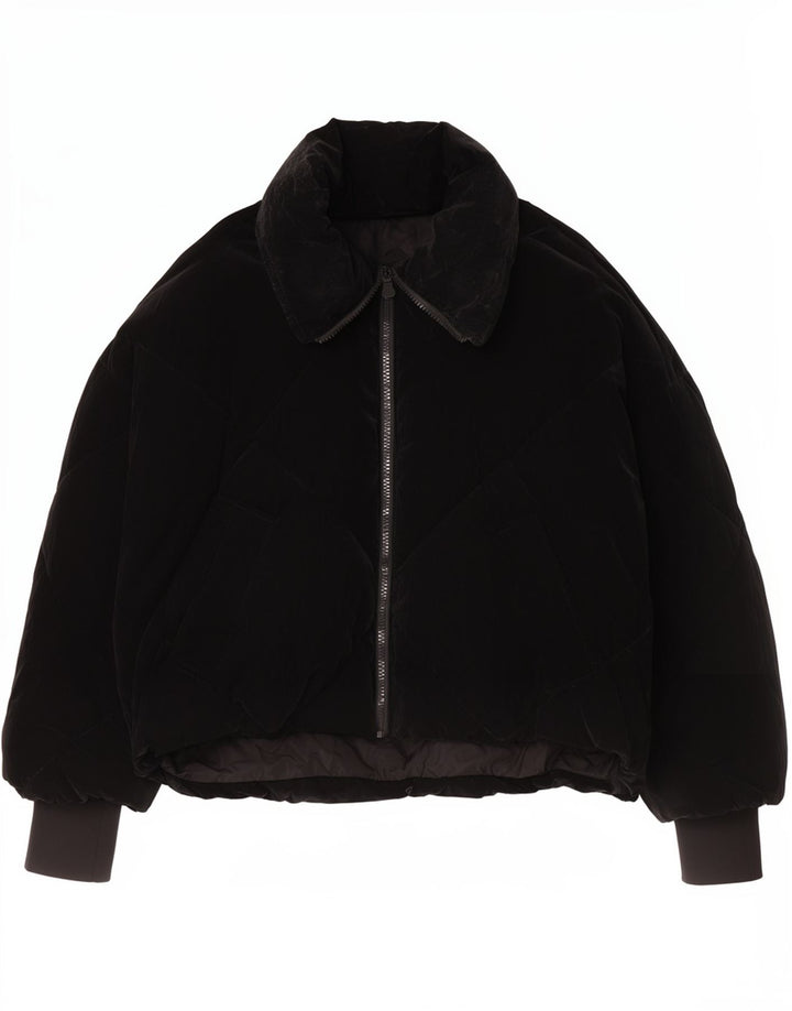Jaqueta acolchoada superdimensionada feminina Zara UK 10 pequena poliuretano preto
