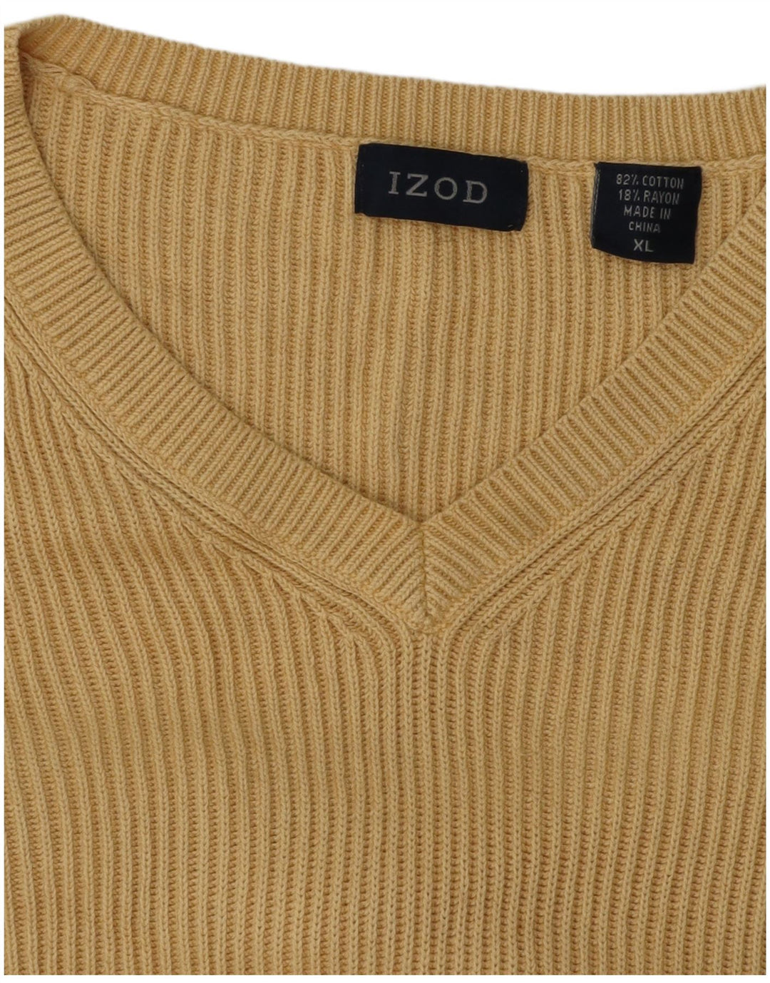 Suéter masculino IZOD com decote em V XL algodão bege