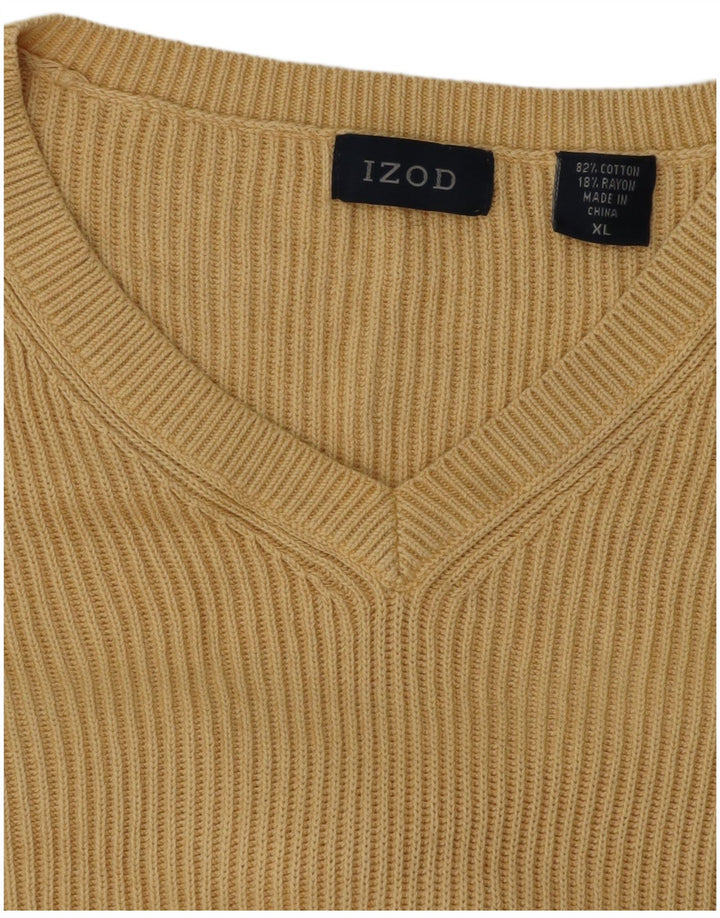 Suéter masculino IZOD com decote em V XL algodão bege