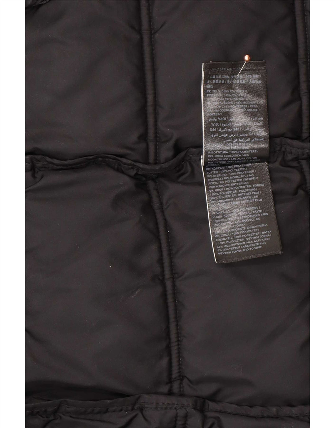Casaco acolchoado com capuz feminino Superdry UK 12 poliéster preto médio