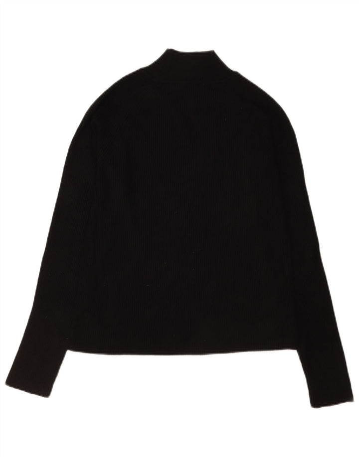 Zara Top curto feminino manga comprida Reino Unido 14 grande viscose preta