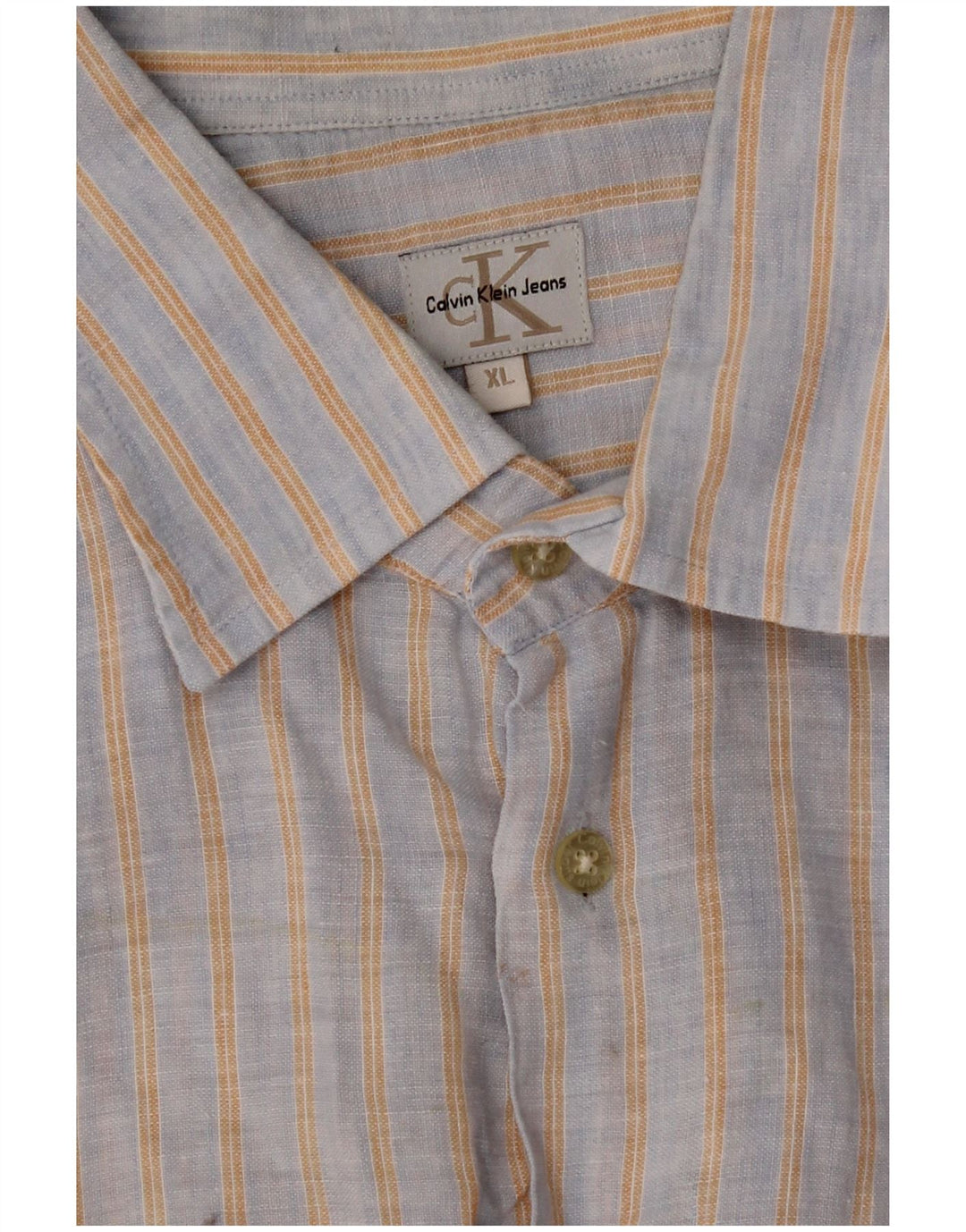 Camisa masculina de manga curta Calvin Klein Jeans XL cinza listrada