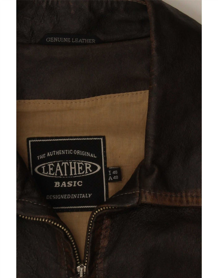 Jaqueta de couro masculina vintage IT 48 marrom médio