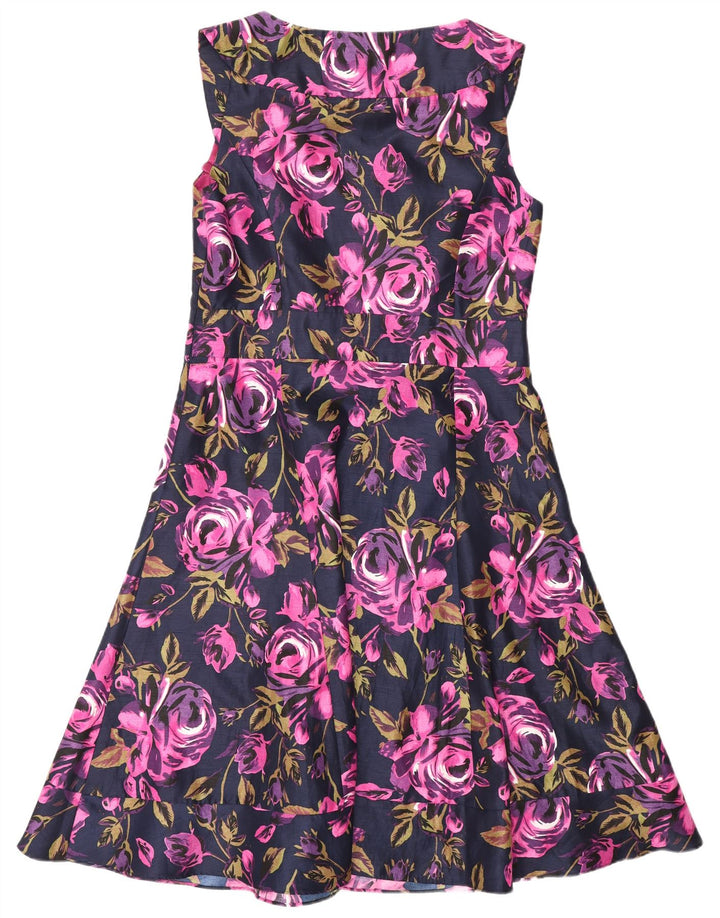 LAURA ASHLEY Vestido feminino sem mangas evasê UK 16 grande roxo floral