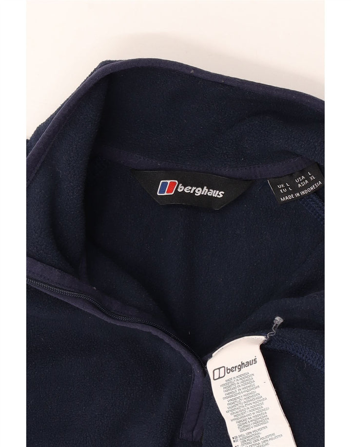 Berghaus Suéter masculino de lã com zíper e gola grande poliéster azul marinho