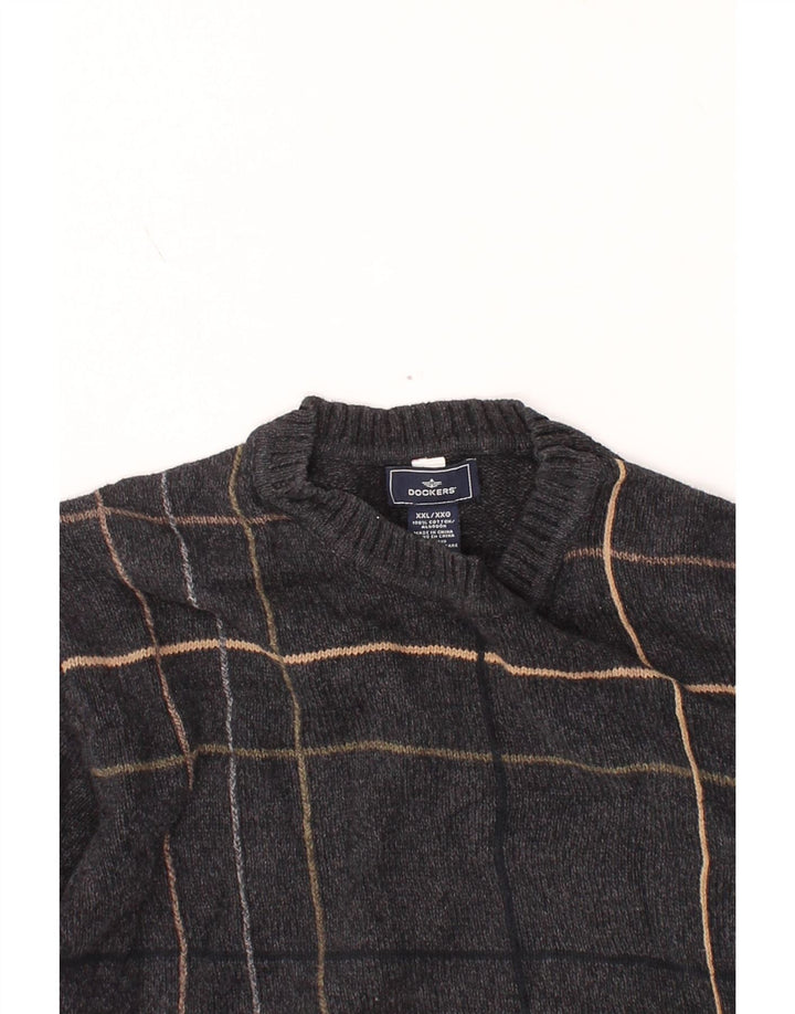 Suéter masculino DOCKERS com gola redonda 2XL algodão xadrez cinza