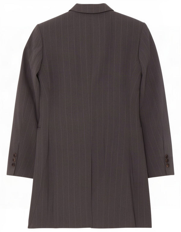 Marks & Spencer Womens Petite Overcoat UK 8 Small Grey Risca de Giz Poliéster