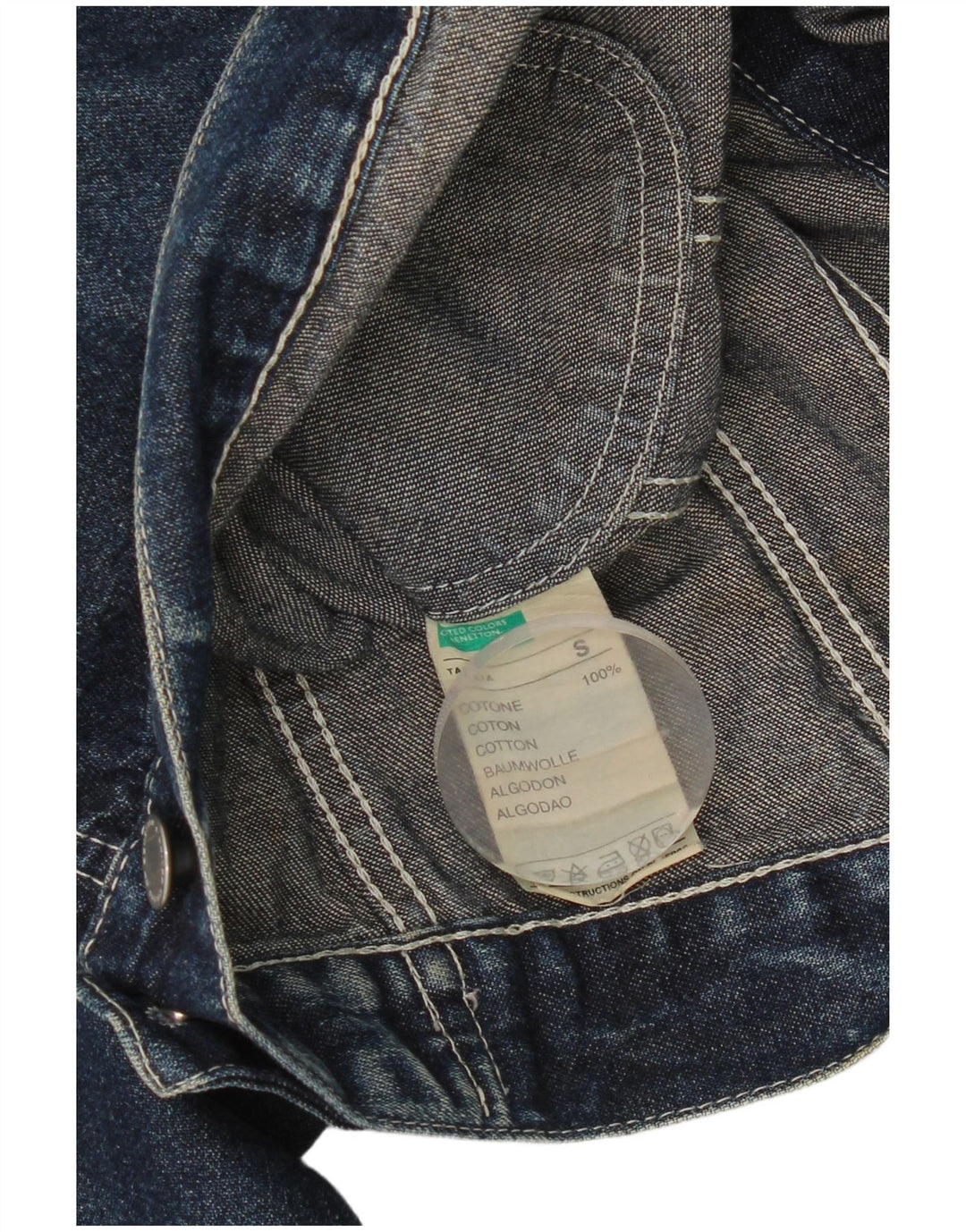 Jaqueta jeans feminina Benetton UK 10 algodão azul pequeno