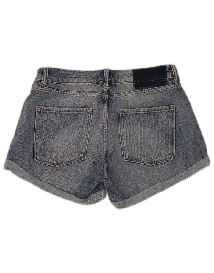 Shorts jeans feminino All Saints desgastado W30 algodão azul médio