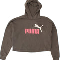 PUMA Girls Graphic Crop Hoodie Jumper 13-14 Years Large Grey Cotton Vintage Puma and Second-Hand Puma from Messina Hembry 