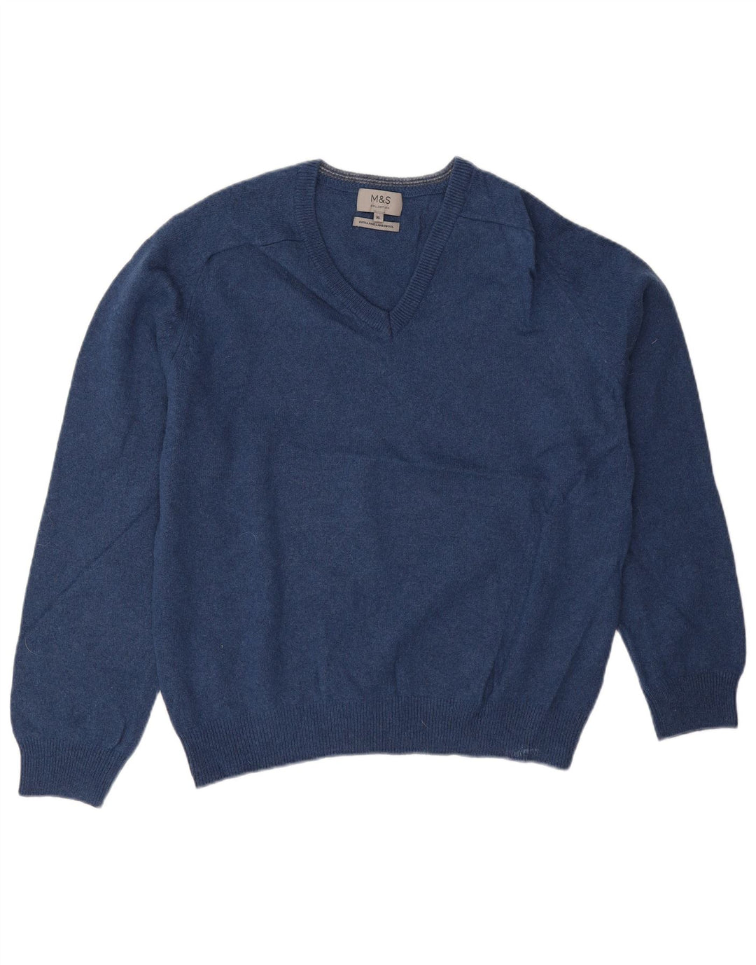 Suéter masculino Marks & Spencer com decote em V XL lã azul