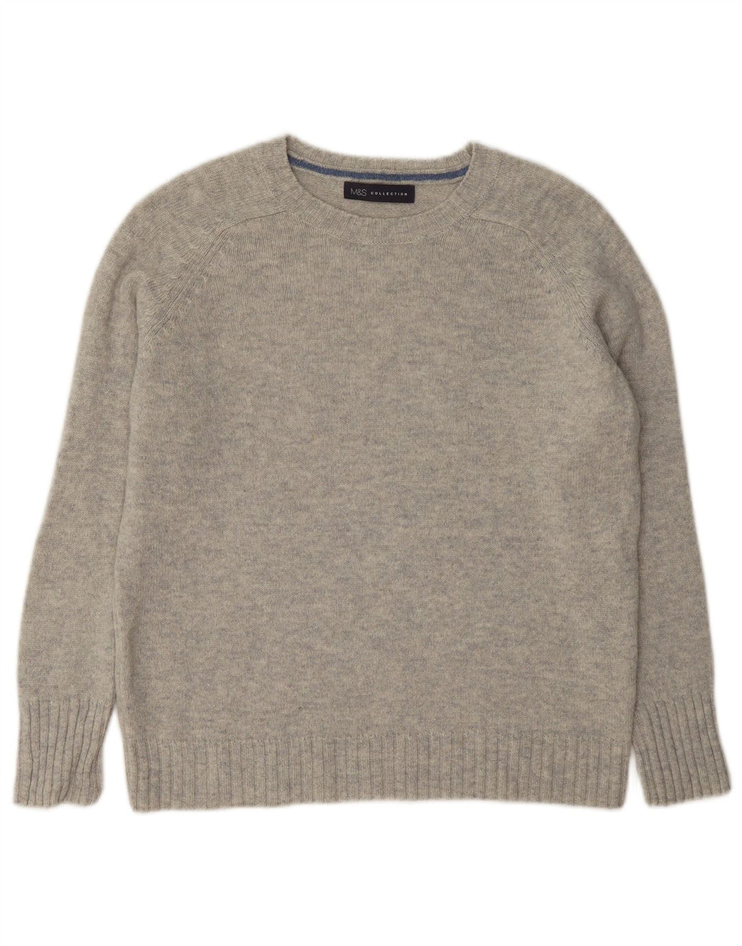 Suéter feminino Marks & Spencer com gola canoa Reino Unido 12 médio azul manchado