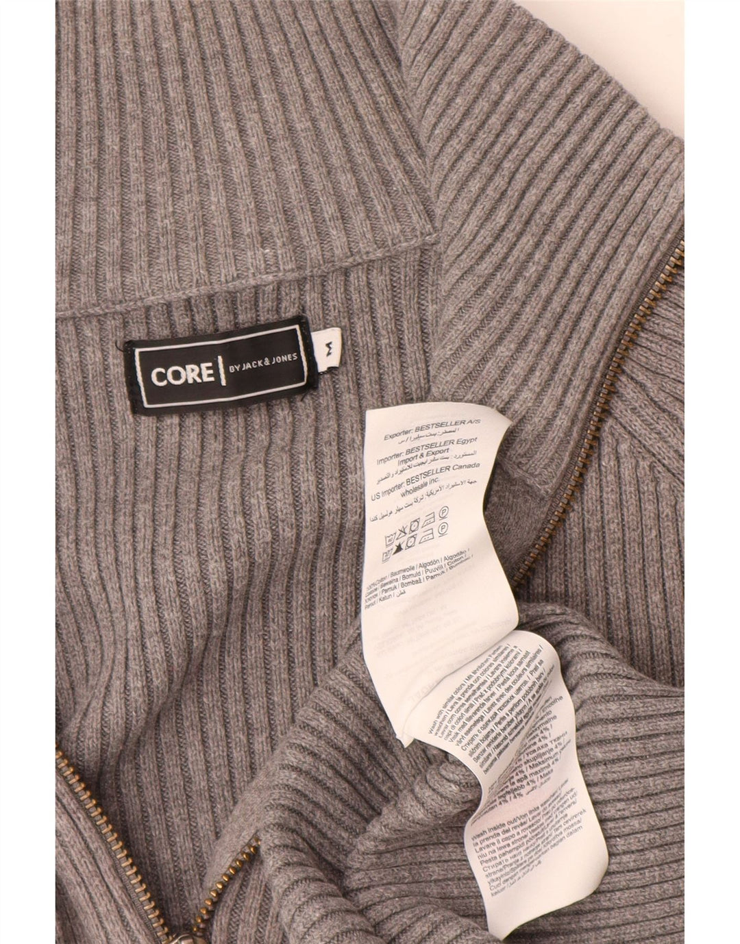 Suéter cardigã masculino Jack & Jones algodão cinza médio