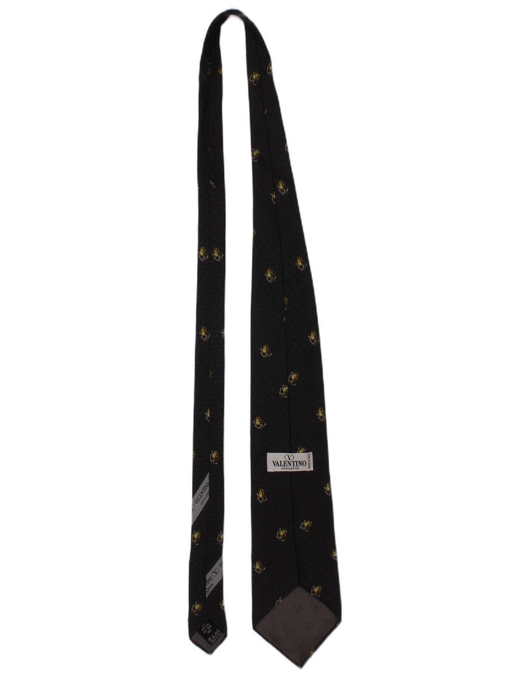 Gravata Cravatte Masculina Valentino Tamanho Único Preto Floral Seda Designer
