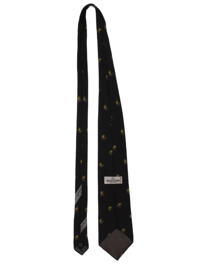 Gravata Cravatte Masculina Valentino Tamanho Único Preto Floral Seda Designer