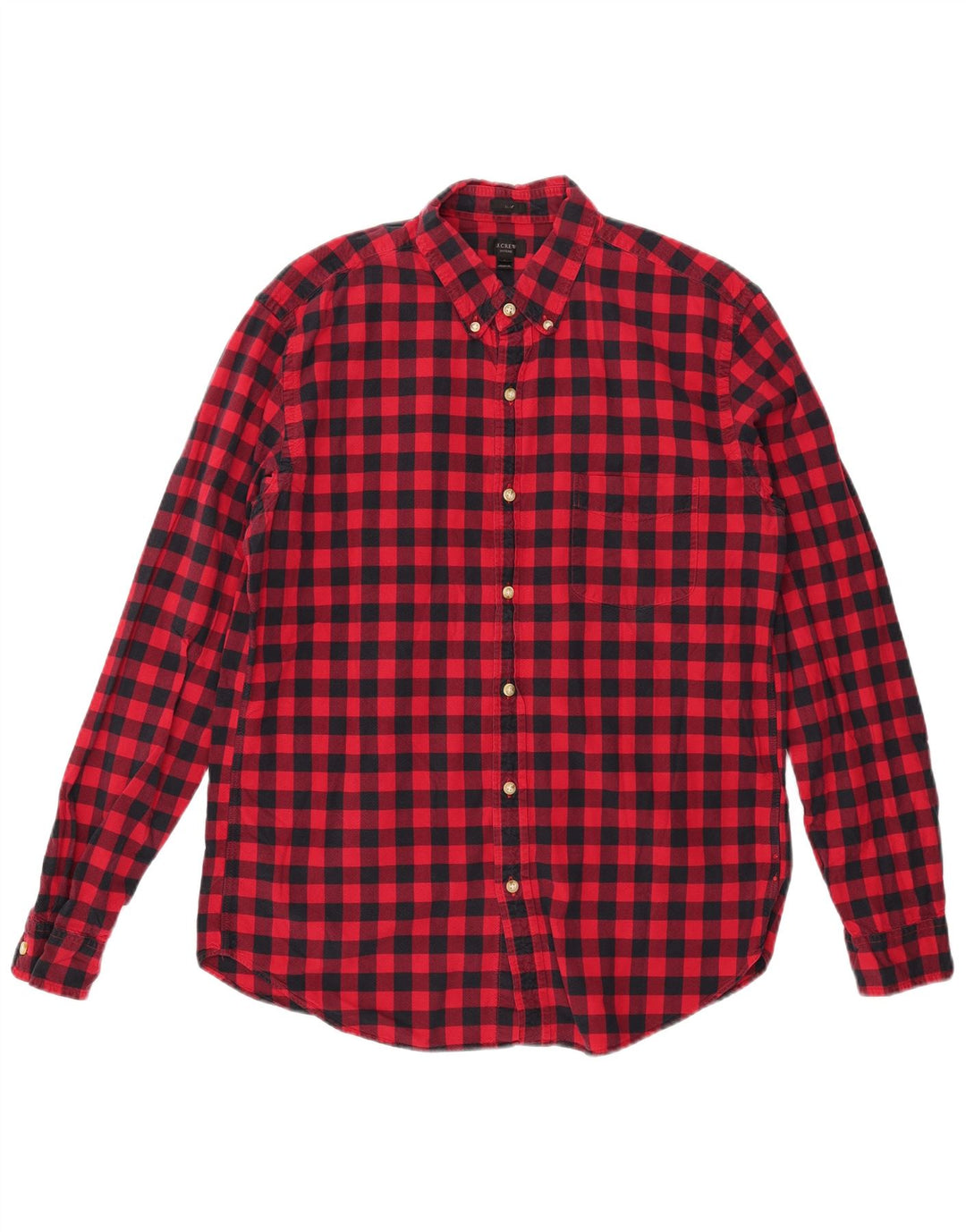 Camisa masculina de flanela fina Oxford J. CREW grande guingão vermelho