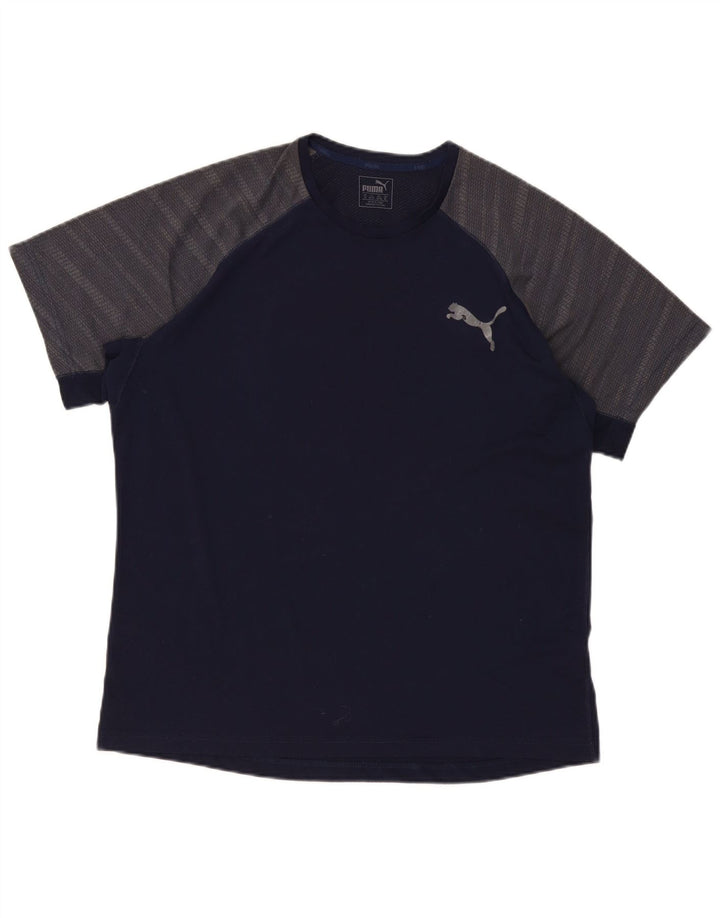 Camiseta masculina Puma Top XL azul marinho colorblock poliéster