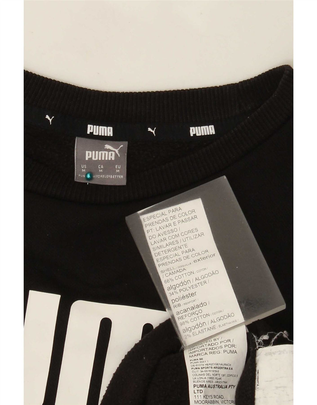 Puma feminino gráfico moletom jumper UK 14 médio algodão preto