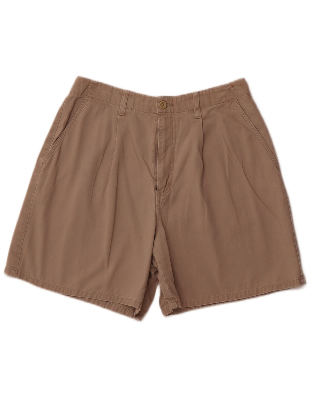 EDDIE BAUER Shorts chino feminino de cintura alta com pregas EUA 12 grandes W30 bege