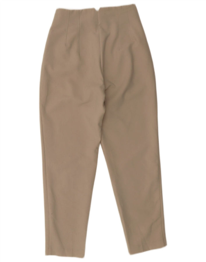 Zara Calça Cônica Feminina Pequena W26 L27 Poliéster Bege