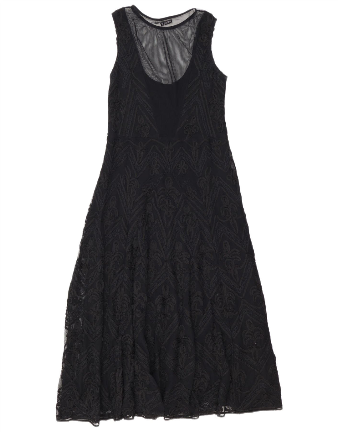 HUNZA Vestido maxi feminino sem mangas Reino Unido 18 XL preto paisley viscose