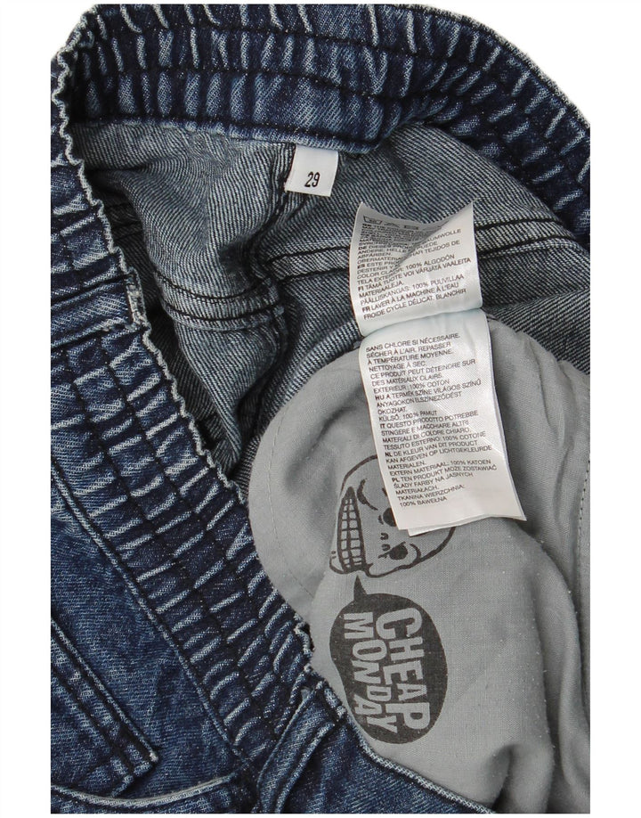 Bermuda jeans masculina barata segunda-feira W29 pequeno algodão azul marinho