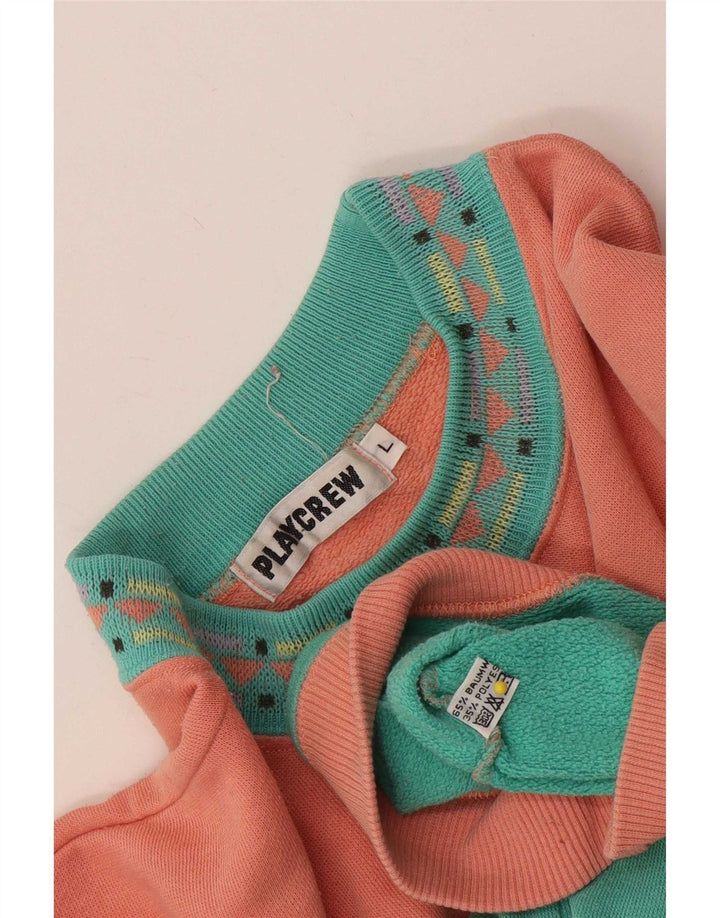 Suéter gráfico feminino Playcrew UK 16 grande bloco colorido azul