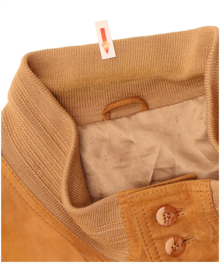 Jaqueta bomber masculina vintage de camurça UK 40 grande bege