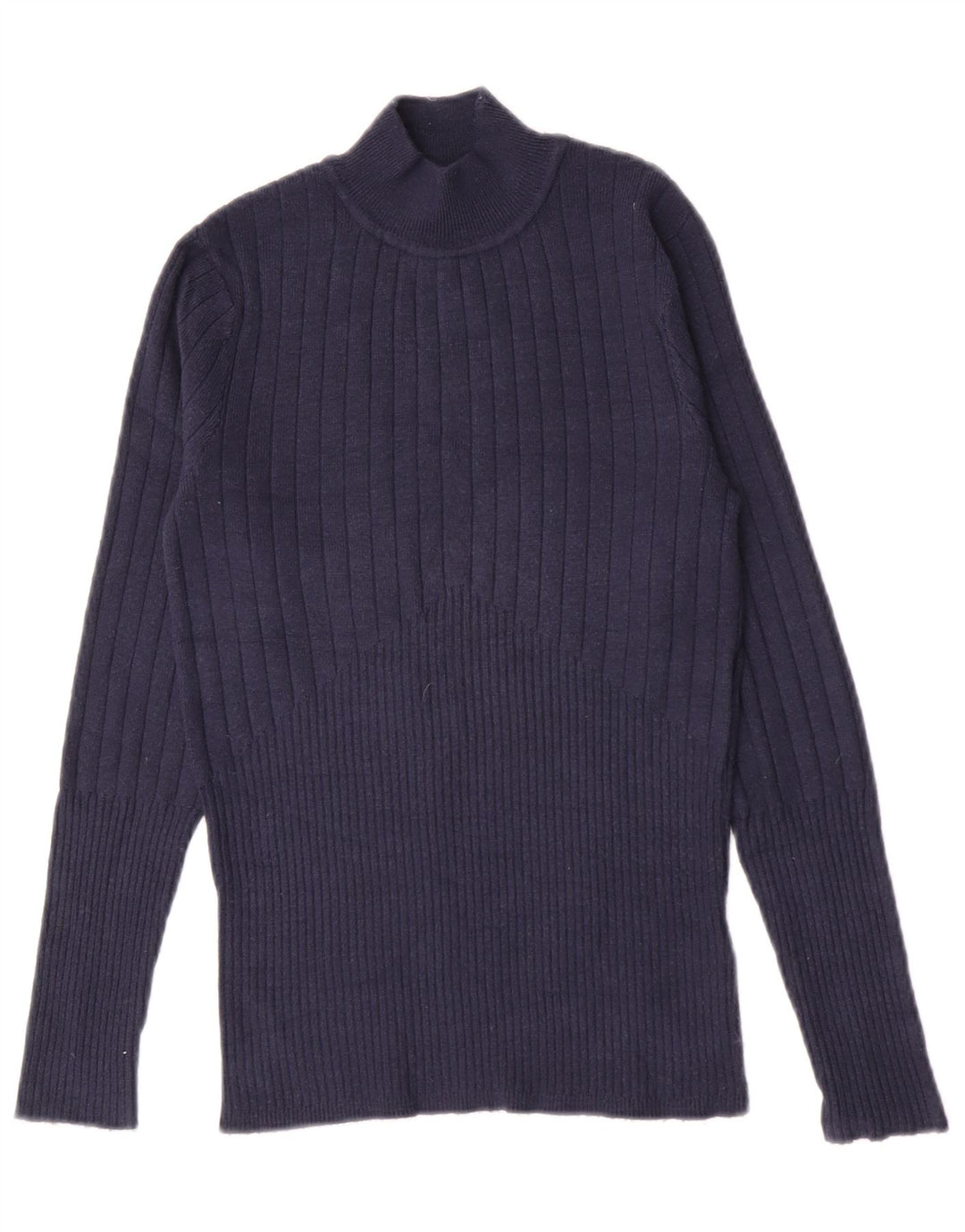 Suéter feminino Marks & Spencer com gola tartaruga Reino Unido 10 pequeno azul marinho