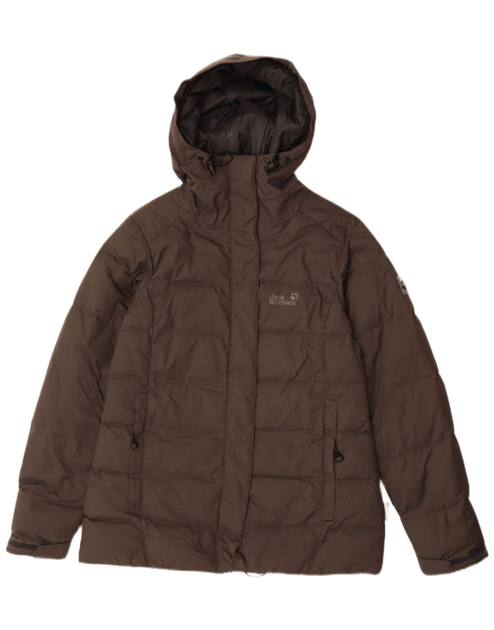 Jaqueta acolchoada com capuz feminina Jack Wolfskin UK 12/14 médio marrom poliamida
