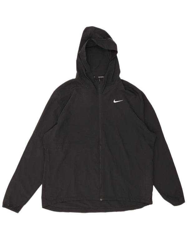 Jaqueta de chuva masculina Nike com capuz UK 42 XL poliéster preto