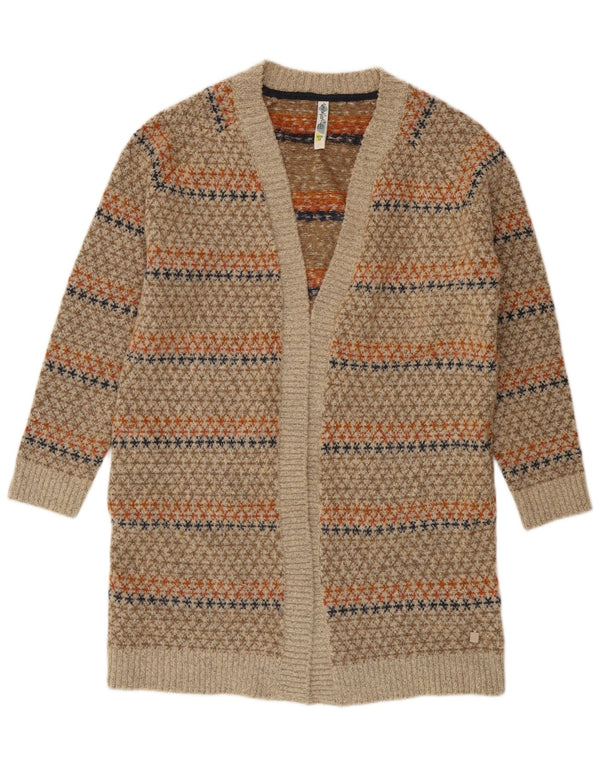 Suéter Cardigan Feminino Weird Fish Longline Reino Unido 12 Médio Bege Geométrico