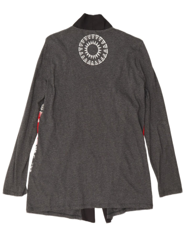 Suéter feminino Desigual com estampa gráfica aberta Reino Unido 12 cinza médio floral