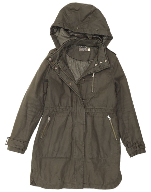 Jaqueta parka feminina com capuz MINT VELVET Reino Unido 10 pequena cáqui