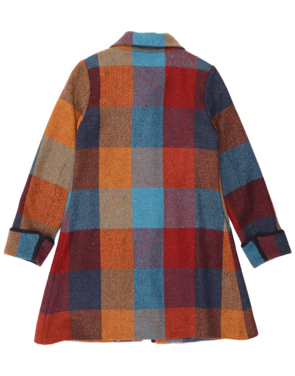 Sobretudo feminino oversized Avoca UK 1 2XS lã xadrez multicolorida
