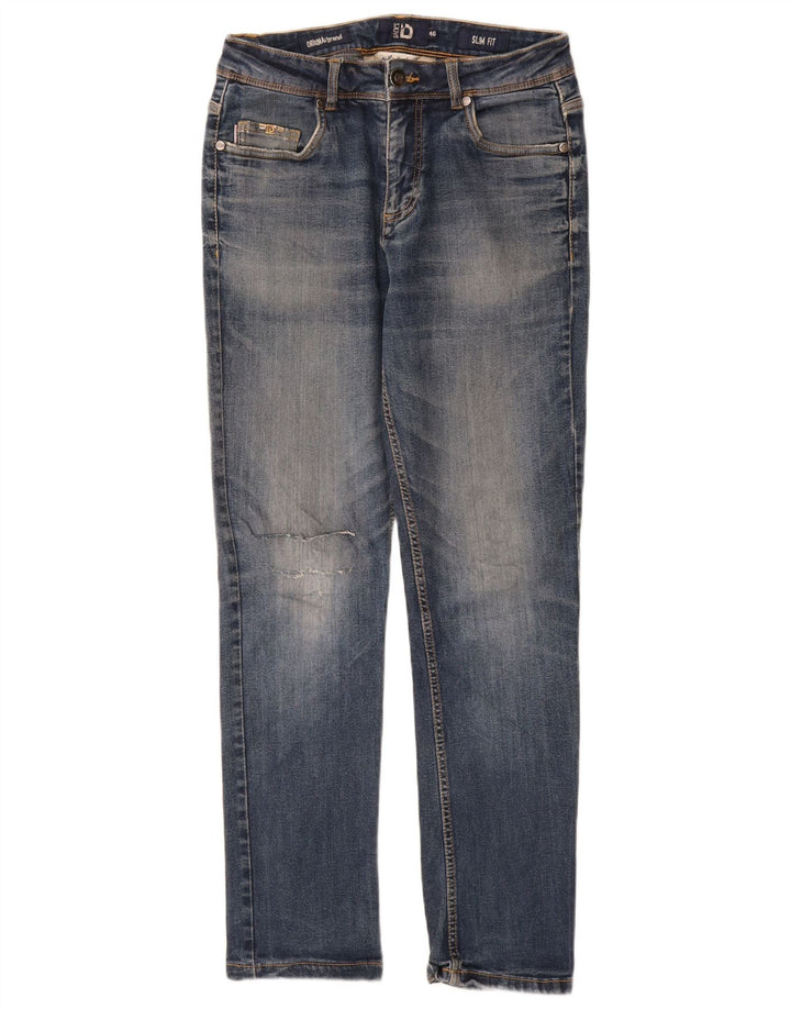 Calça Jeans Feminina Dack's Distressed Slim IT 46 Grande W30 L29 Azul Algodão