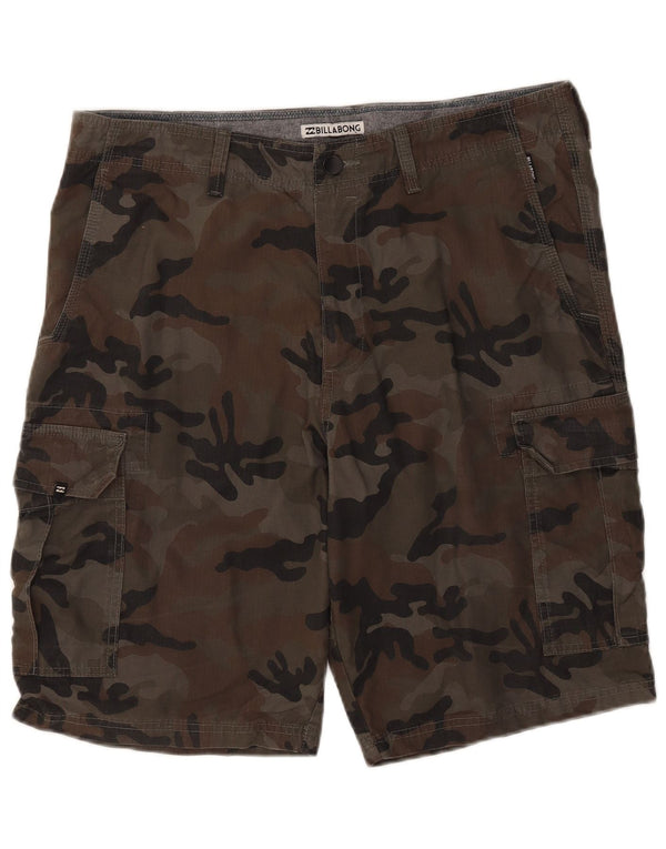 Shorts cargo masculino Billabong W36 grande algodão camuflado cáqui