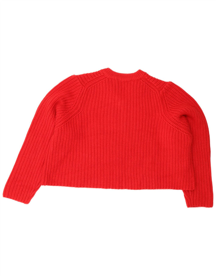 Suéter feminino Zara com decote em V superdimensionado Reino Unido 14 médio vermelho