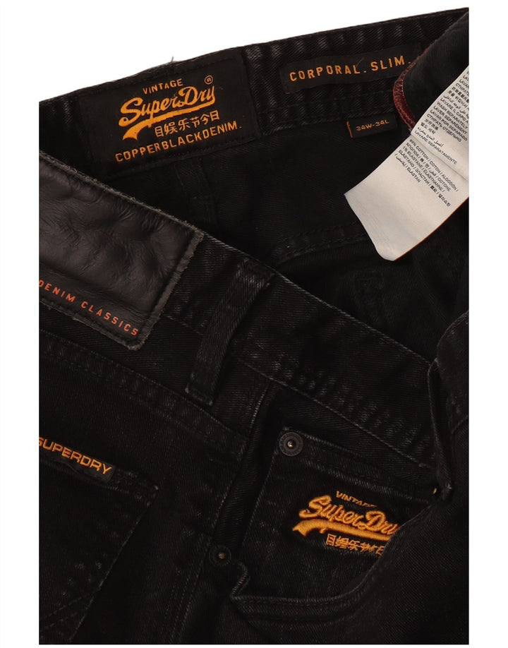 Jeans Superdry Masculino Slim W34 L34 Algodão Preto