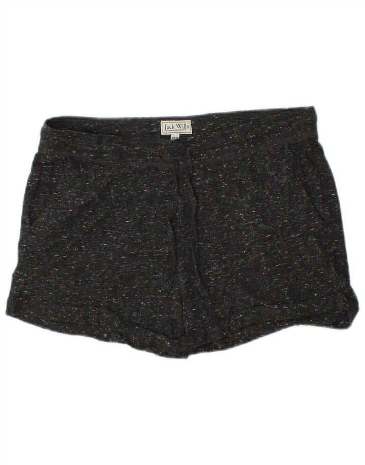 Shorts esportivos femininos Jack Wills Reino Unido 8 poliéster manchado preto pequeno