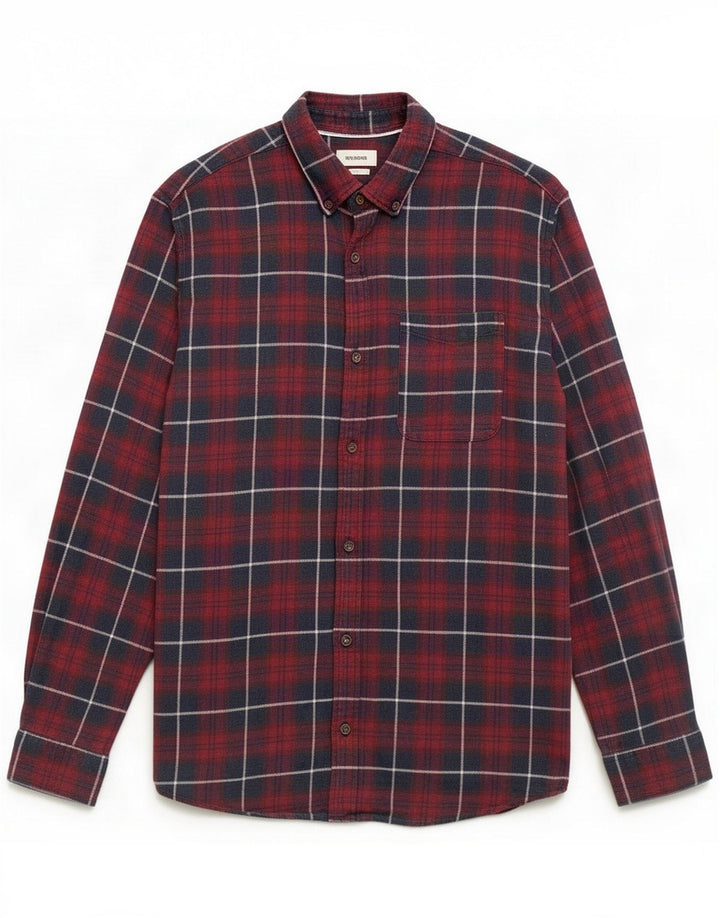 Camisa masculina de flanela Jack & Jones médio xadrez marrom algodão