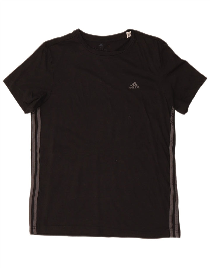 ADIDAS Mens Camiseta Top Pequeno Algodão Preto