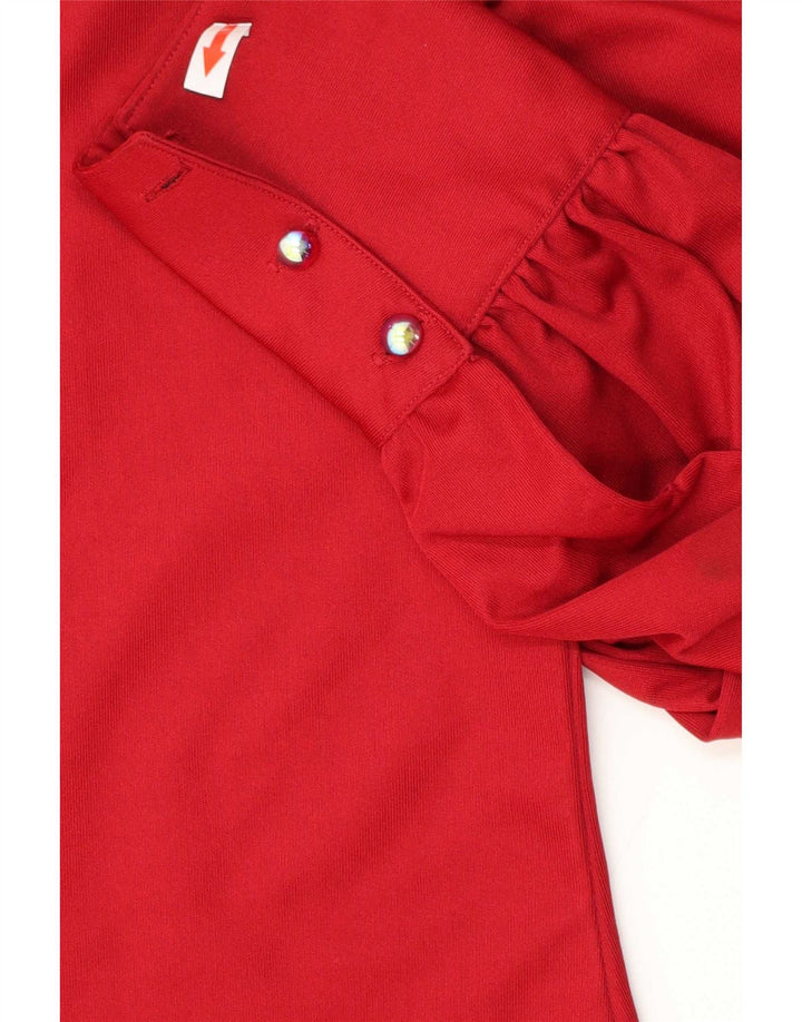 Blusa feminina vintage IT 48 XL poliéster floral vermelho