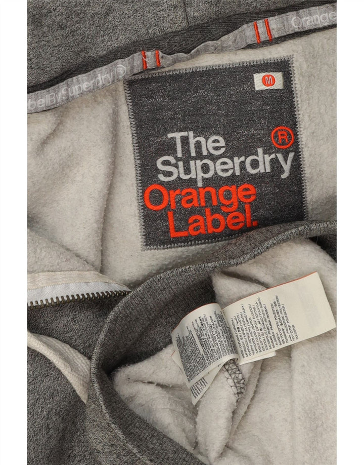 Suéter masculino Superdry com capuz e zíper médio cinza algodão