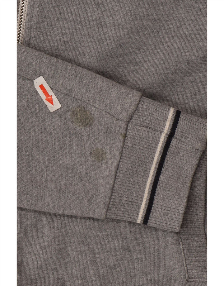 Fred Perry Suéter masculino com capuz e zíper pequeno algodão cinza