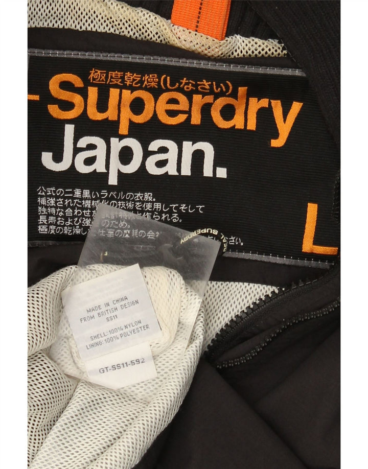 Jaqueta de chuva masculina Superdry com capuz UK 40 grande nylon preto