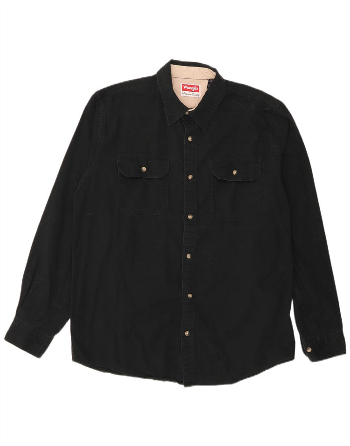Camisa masculina Wrangler de algodão preto médio