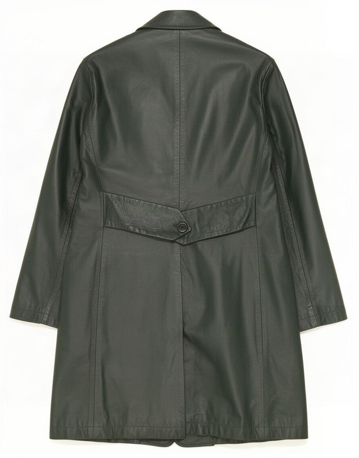 Casaco de couro feminino vintage IT 42 verde médio