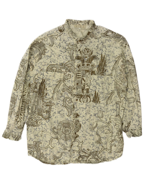 Camisa masculina vintage grande algodão paisley verde