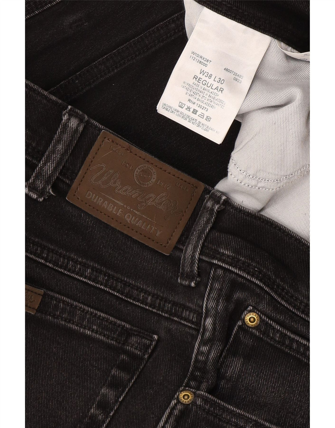 Wrangler Mens Straight Jeans W38 L27 Algodão Preto